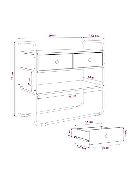 Конзола от Дърво и Метал Ретро Дърво Д80xШ40xВ75см