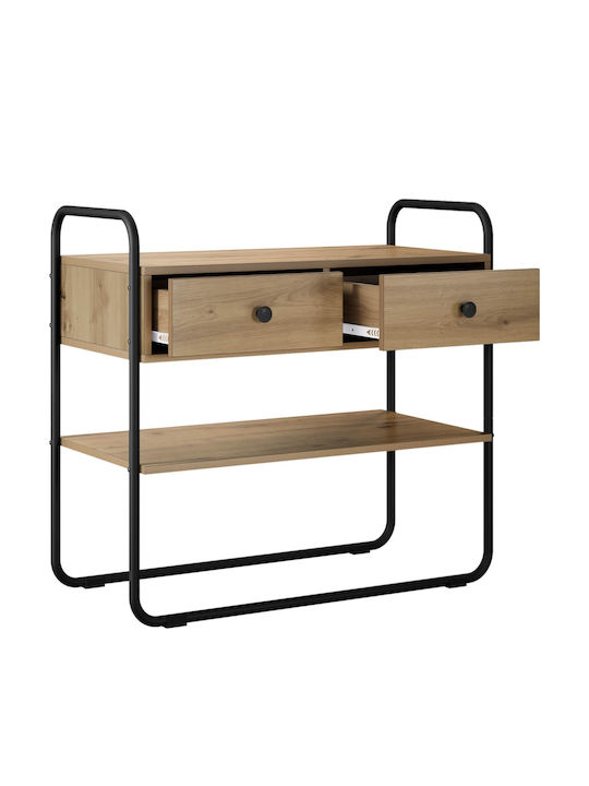 vidaXL Konsolentisch Aus Holz Und Metall Eiche M80xB40xH75cm