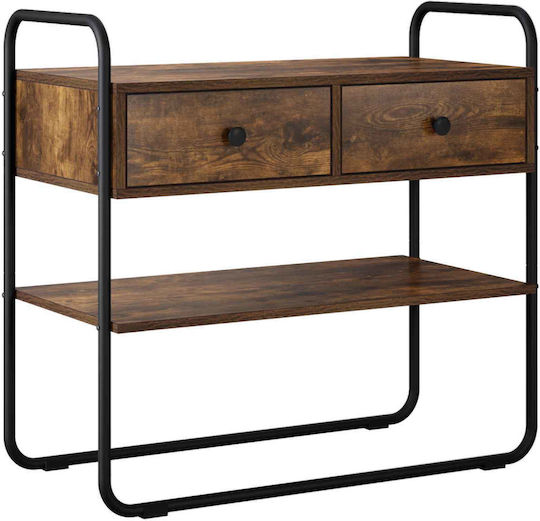 Console Table Made of Wood & Metal Smoked Oak Wood L80xW40xH75cm