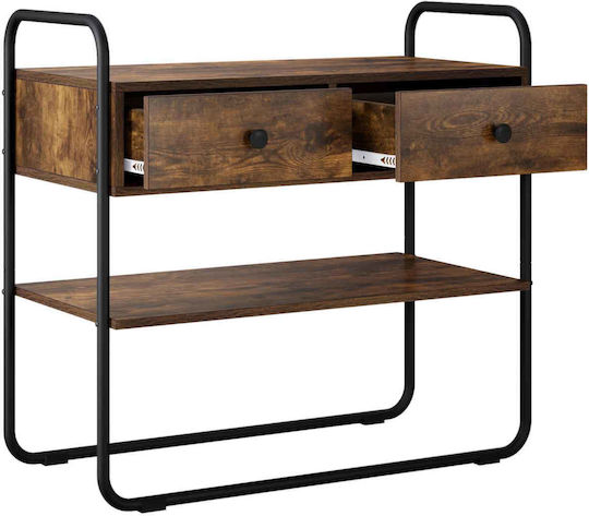 Console Table Made of Wood & Metal Smoked Oak Wood L80xW40xH75cm
