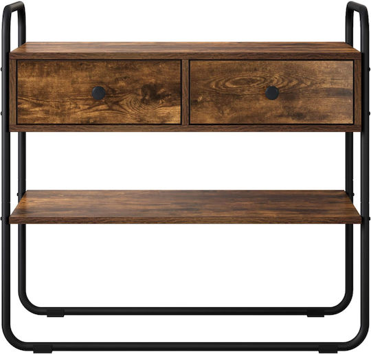 Console Table Made of Wood & Metal Smoked Oak Wood L80xW40xH75cm