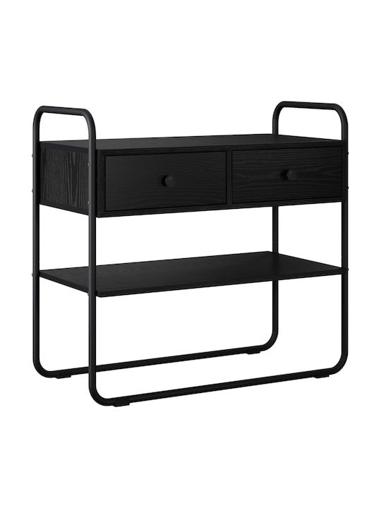 vidaXL Konsolentisch Aus Holz Und Metall Schwarz Eiche M80xB40xH75cm