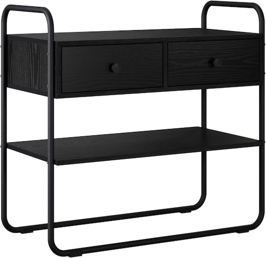 vidaXL Konsolentisch Aus Holz Und Metall Schwarz Eiche M80xB40xH75cm