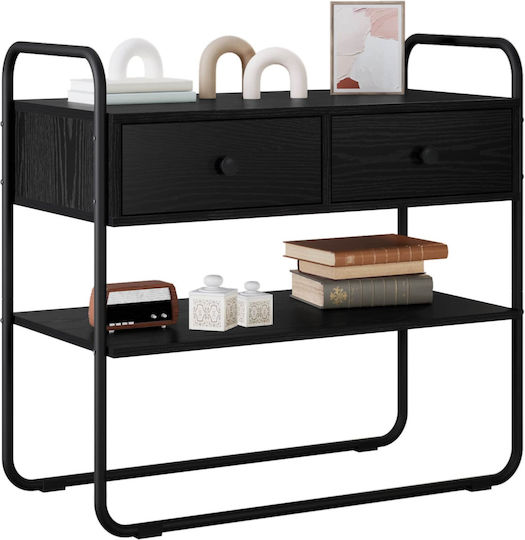 vidaXL Konsolentisch Aus Holz Und Metall Schwarz Eiche M80xB40xH75cm