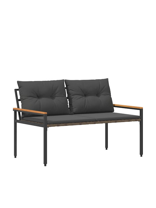 Outdoor Rattan Bench With Cushions 116x67.5x72cm
