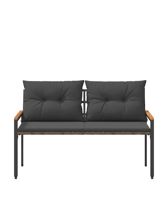 Outdoor Rattan Bench With Cushions 116x67.5x72cm