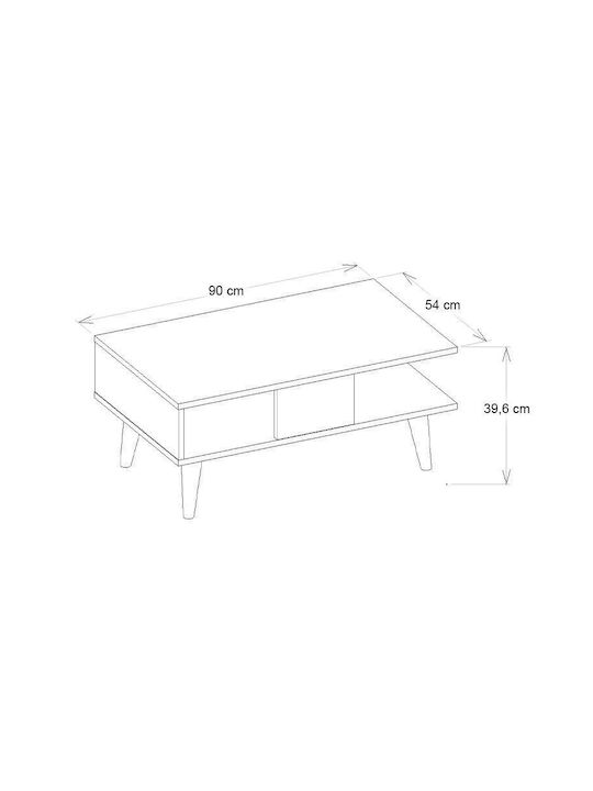 Rectangular Central Coffee Table Andros Wooden Sencron Black W90xD54xH39.6cm