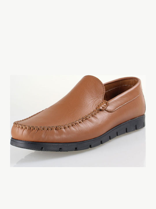 Leather Men's Loafers In Tabac Brown Colour