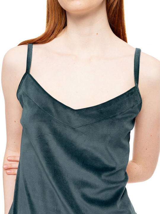 Pink Label Winterschlafanzug & Pyjamas Für Damen Dunkelgrüner Samt Bademantel mit Schlafanzug