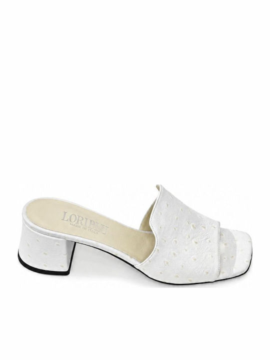 Mules With Low Heel In White Colour