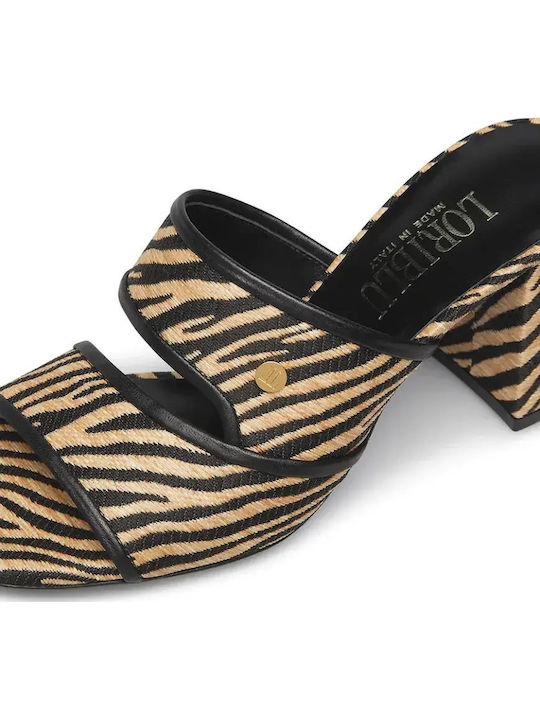 Leather Mules With Heel In Brown Colour