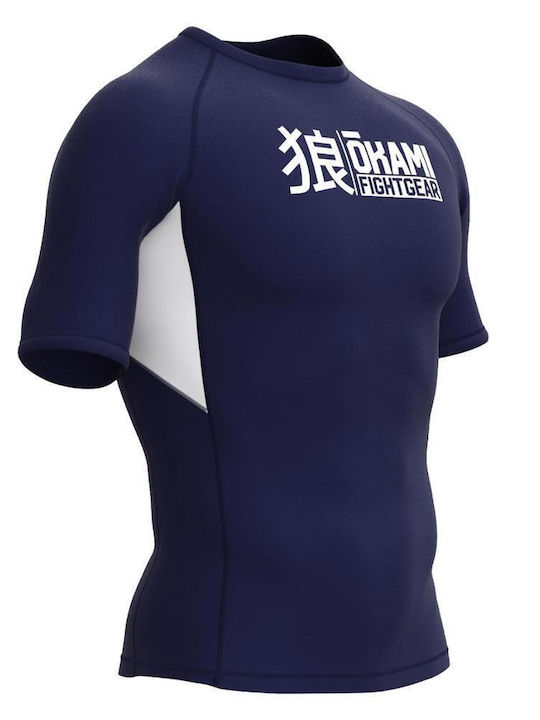 Okami Men's Short Sleeve Martial Arts Shirt ORS142 for Jiu-Jitsu MMA Kickboxing Blue