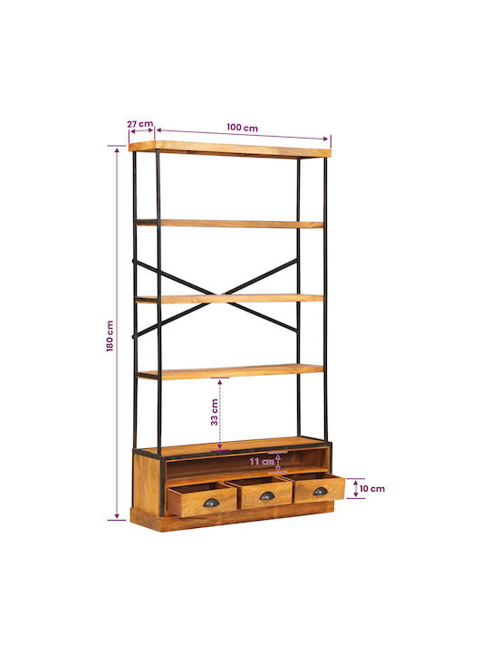 Bibliotecă Naturală 100x30x180 cm