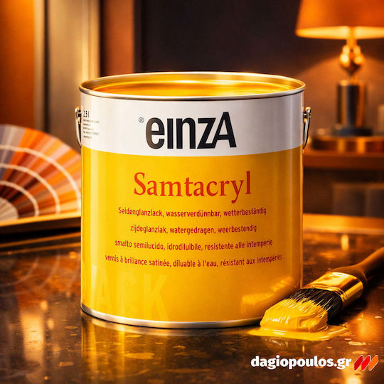 Einza Ριπολίνη Πολυουρεθανικό Νερού Samtacryl Seidenglanzlack Metallic 0.75lt Λευκό Σατινέ