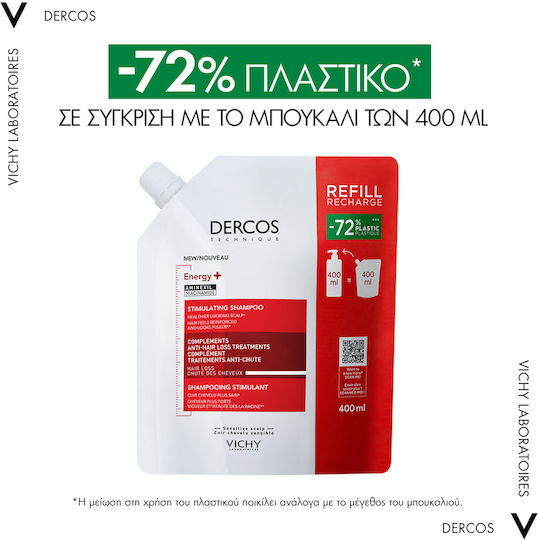 Vichy Dercos Energy+ Refill Σαμπουάν κατά της Τριχόπτωσης για Όλους τους Τύπους Μαλλιών 400ml