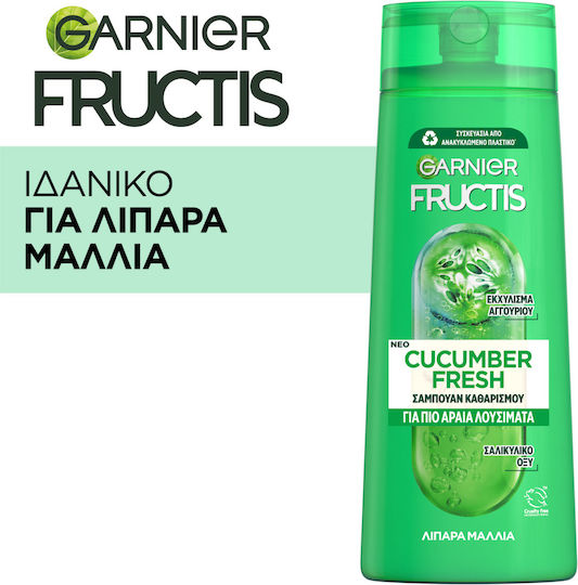 Garnier Fructis Non Stop Pure Cucumber Σαμπουάν Αναδόμησης/Θρέψης & Βαθύ Καθαρισμού για Λιπαρά Μαλλιά 400ml