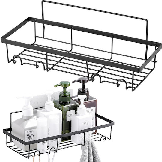 Verk Group Επιτοίχια Ραφιέρα Μπάνιου Μεταλλική 32x14x6cm Μαύρη