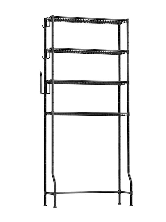 Songmics Badewannenregal Metallisch mit 4 Regalböden 30x30x176cm Schwarz