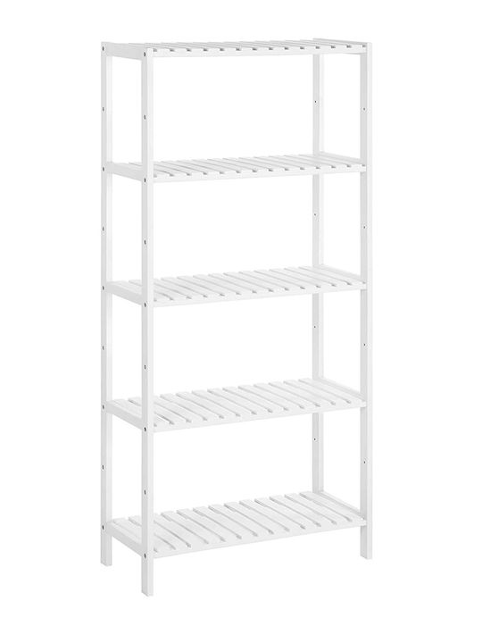 Songmics Подова Рафтове за Баня Пластмасова с 5 Рафтове 60x26x130см Бяла