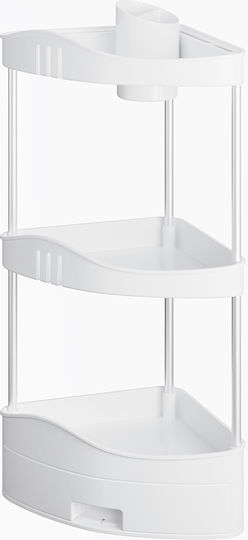 Bakaji Wall Mounted Bathroom Shelf Plastic 33.5x21x60cm White Bakaji Wall Mounted Bathroom Shelf Plastic 33.5x21x60cm White