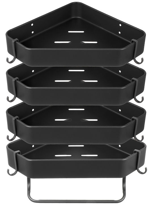 Quasar Colțar Montat pe perete Raft Baie Metal 23x23x5cm Gri