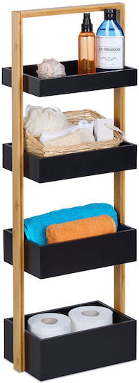 Relaxdays Boden Badezimmerregal Bamboo mit 4 Regalböden 88x30x18cm Braun