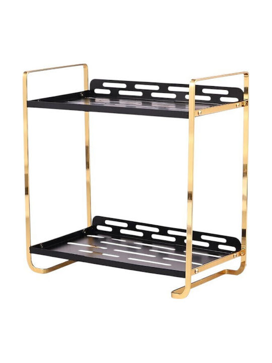 Επιδαπέδια Ραφιέρα Μπάνιου Μεταλλική 28x27.5x14.5cm Χρυσή