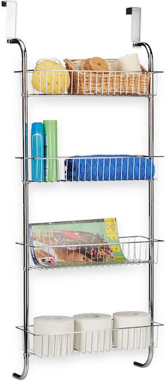 Relaxdays An der Wand montiert Badezimmerregal Metallisch 112x45x23cm Silber