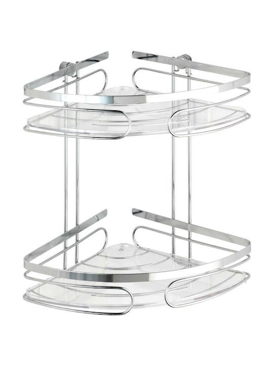 Wenko Corner Wall Mounted Bathroom Shelf Metallic Gray