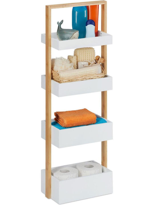 Relaxdays Rafturi de baie Raft Baie Lemn cu 4 Rafturi 88x30x18cm Albă