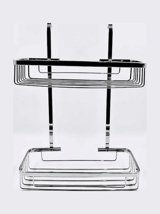 ForHome Montat pe perete Raft Baie Metal cu 2 Rafturi 30x17x40cm