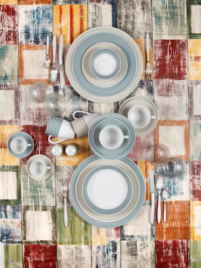 Cryspo Trio Pinelies Petrol Porcelain Dinnerware Set 24.470.40 20pcs