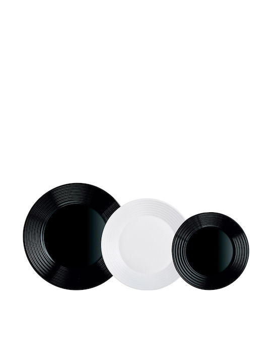 Luminarc White / Black Glass Dinnerware Set 18pcs