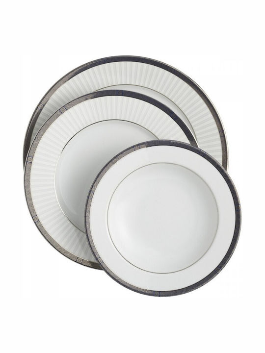 Emfasi Silver Porcelain Dinnerware Set 40pcs