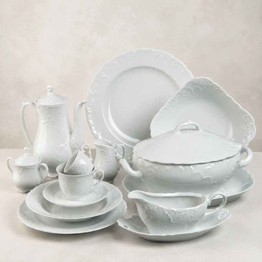 Cmielow "rococo Alb Porțelan Set de Vase 67buc