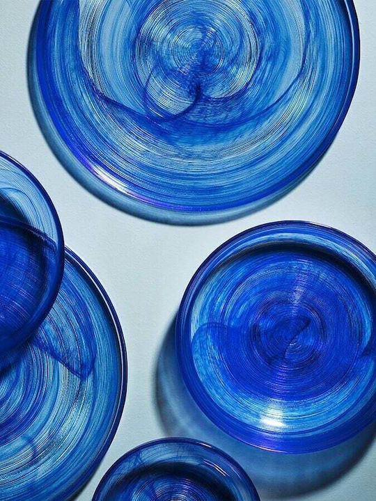 Glass Dinnerware Set 18 Pieces Blue Set for 6 People 26x26cm