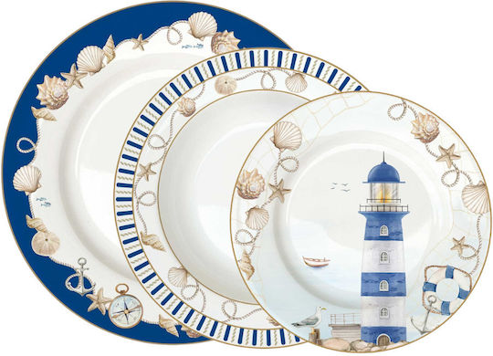Albastru Porțelan Set de Vase 18buc Albastru Porțelan Set de Vase 18buc
