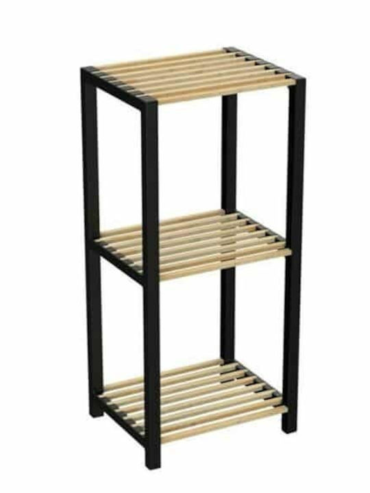 Floor Bathroom Shelf Metallic 35x29x78cm Black