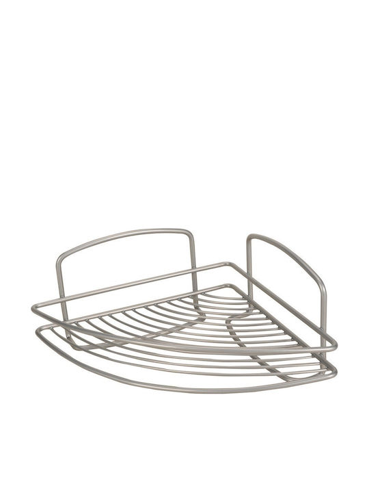 Metaltex Onda Corner Wall Mounted Bathroom Shelf Metallic 22x22x11cm Silver