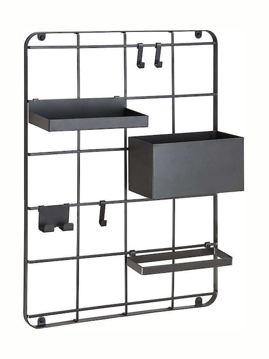 Kleine Wolke Framework Grid Wall Mounted Bathroom Shelf Metallic with 3 Shelves 40x17x54cm Black