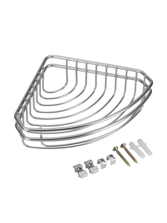 Metaltex Cuba Γωνιακή Επιτοίχια Ραφιέρα Μπάνιου Inox με 1 Ράφι 15x15x5cm