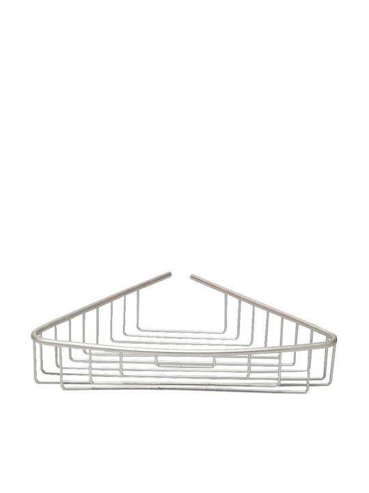 Primanova Corner Wall Mounted Bathroom Shelf Metallic 35.5x21x7cm Silver