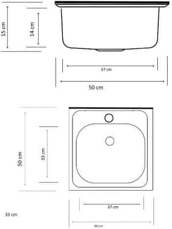 Chiuvetă Încastrabilă Inox 50x50cm Gri 301624528803