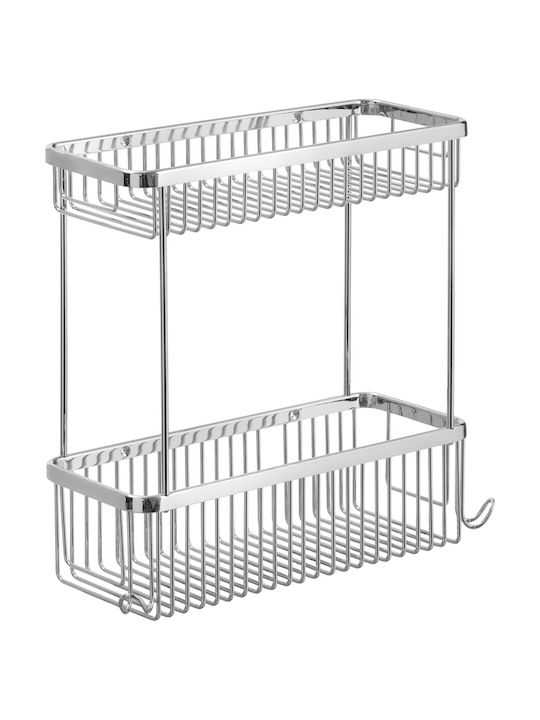 Bronze Art Wall Mounted Bathroom Shelf Metallic with 2 Shelves 34x13x32cm Bronze