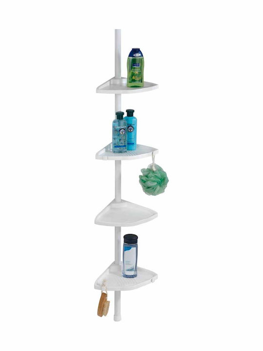 Wenko Compact Ecke Boden Badezimmerregal Kunststoff mit 4 Regalböden 26x19.5x27.5cm Weiß