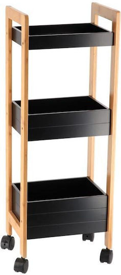 Boden Badezimmerregal Hölzernes mit 3 Regalböden 28.5x21x79cm Schwarz Boden Badezimmerregal Hölzernes mit 3 Regalböden 28.5x21x79cm Schwarz