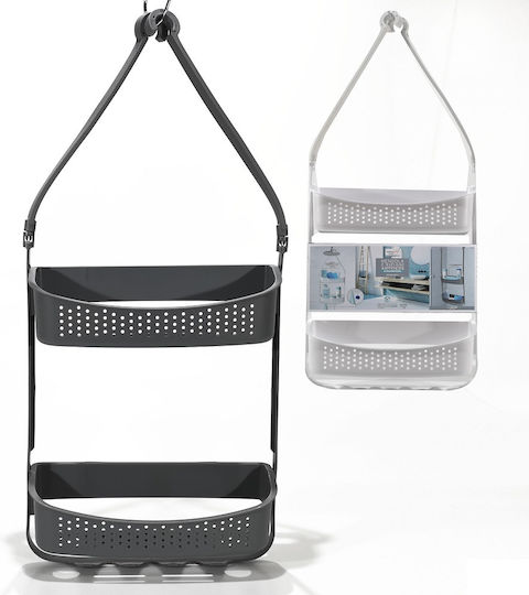 ArteLibre Montat pe perete Raft Baie Plastic cu 2 Rafturi 11x32x69cm Neagră