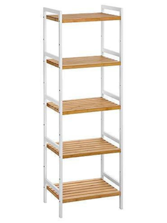 Songmics Montat pe perete Raft de baie Bamboo 31.5x45x142cm