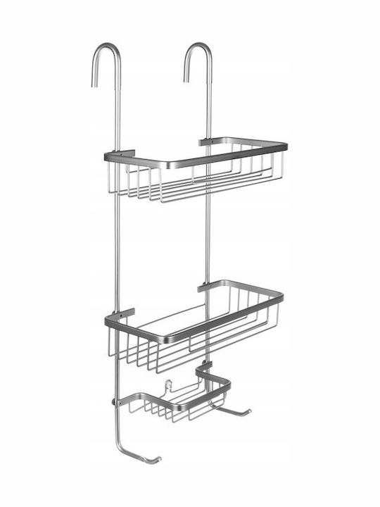 An der Wand montiert Badezimmerregal Metallisch 63x14x28.5cm Gray