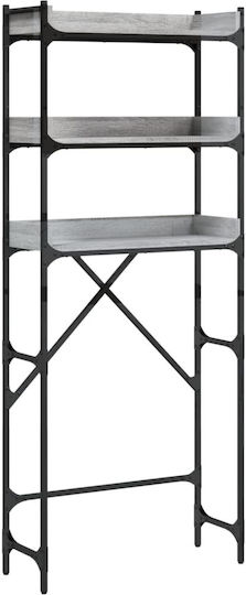 vidaXL Floor Bathroom Shelf Wooden with 3 Shelves 67x25x163cm Gray